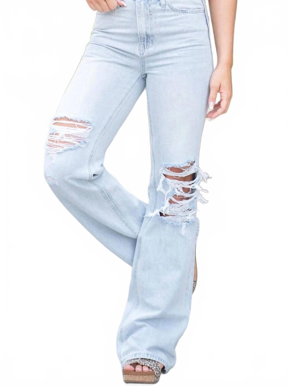 NEW VERVET BY FLYING MONKEY leslie 90's vintage flare jean in light blue
